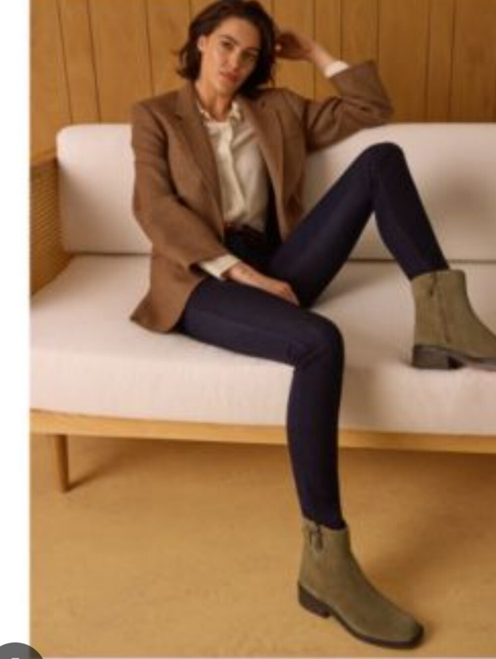 Nine West Tan Suede Mid-Calf Boots with Dark Trim